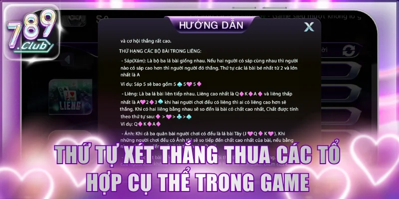 Thứ tự xét thắng thua các tổ hợp cụ thể trong game